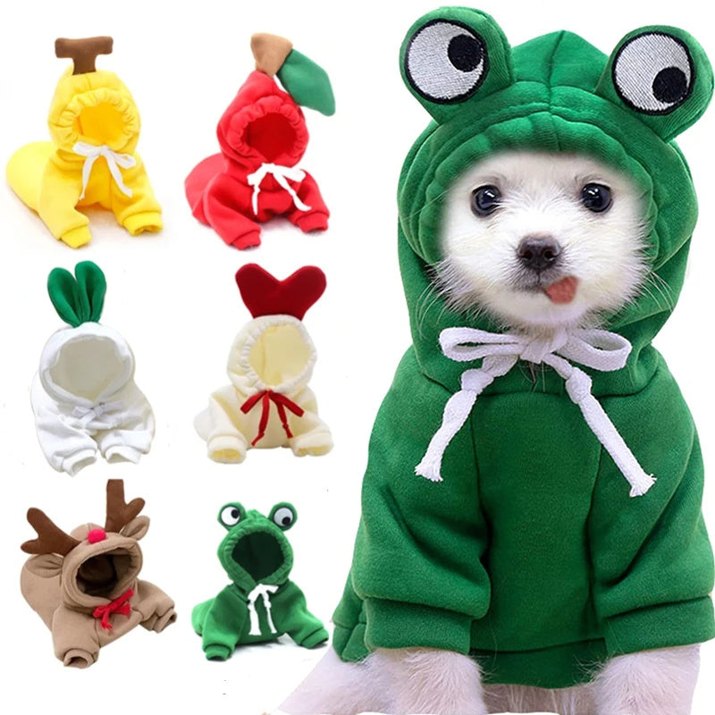 Cute Fruit Pet Hoodie - Winter Warm Fleece Costume for Small Dogs & Cats