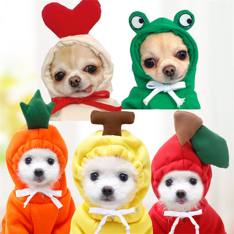 Cute Fruit Pet Hoodie - Winter Warm Fleece Costume for Small Dogs & Cats