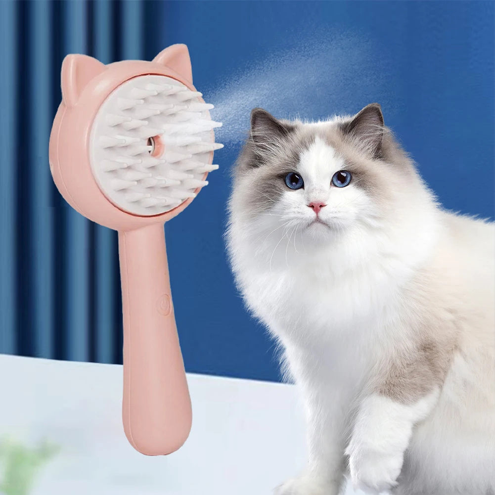 Steam Pet Grooming Brush - Rechargeable Self-Cleaning