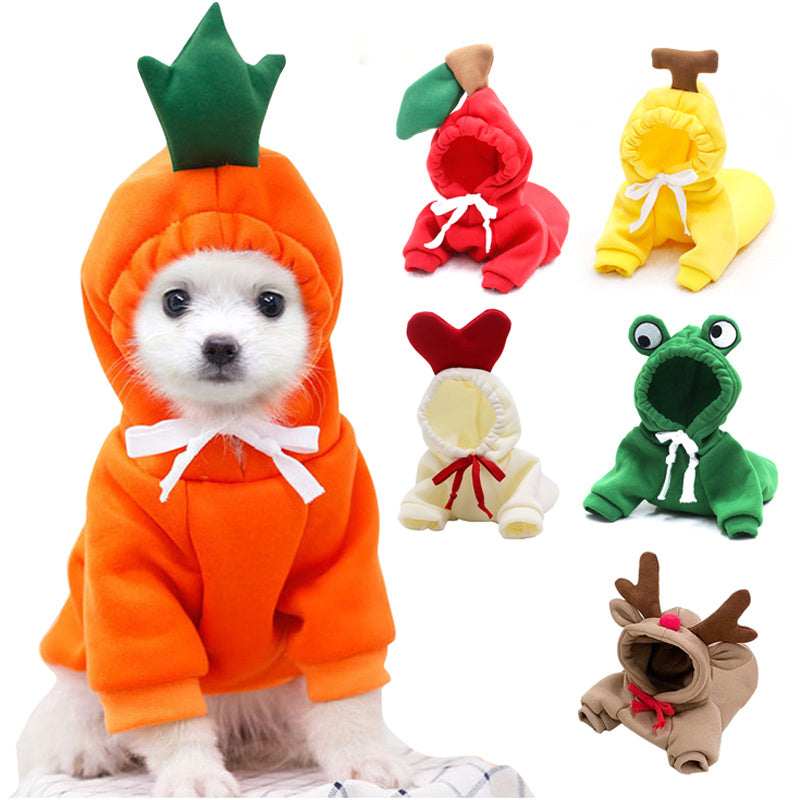 Cute Fruit Pet Hoodie - Winter Warm Fleece Costume for Small Dogs & Cats