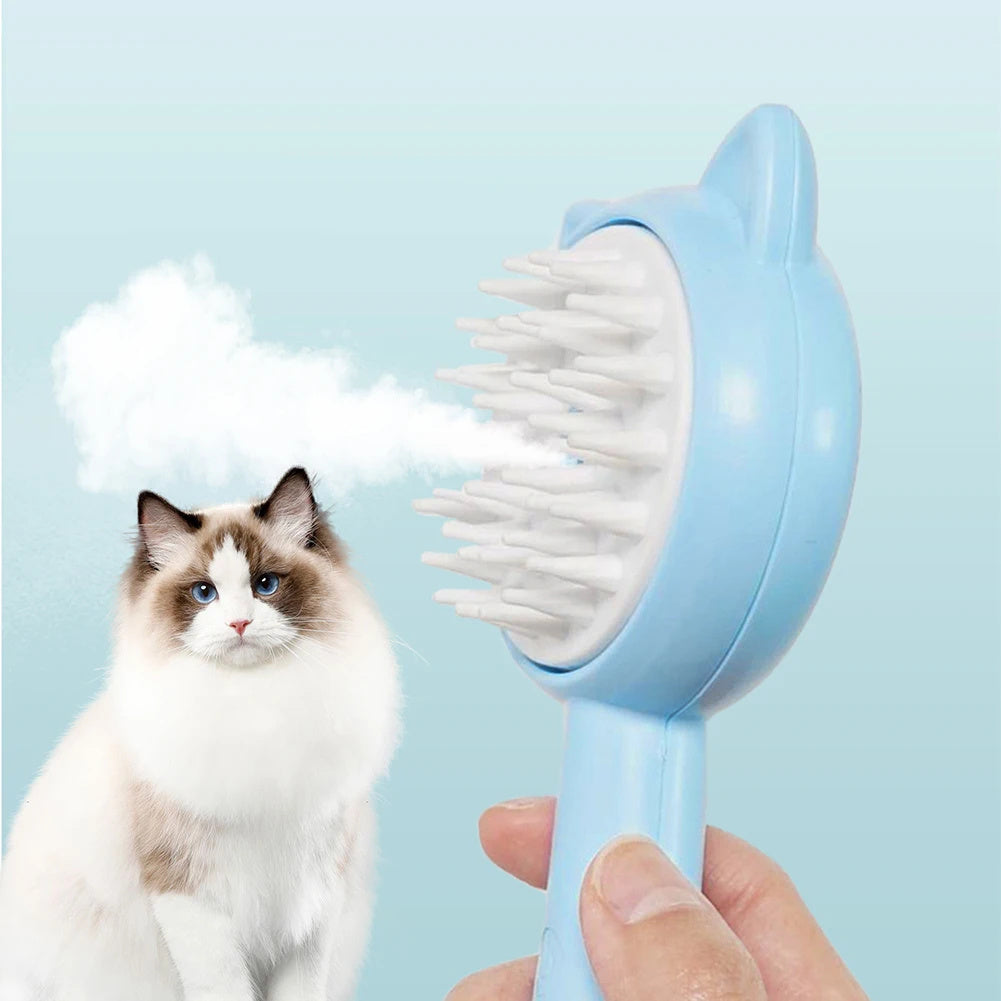 Steam Pet Grooming Brush - Rechargeable Self-Cleaning