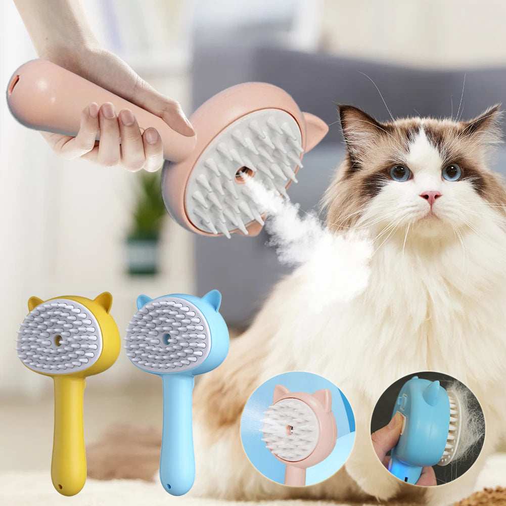 Steam Pet Grooming Brush - Rechargeable Self-Cleaning